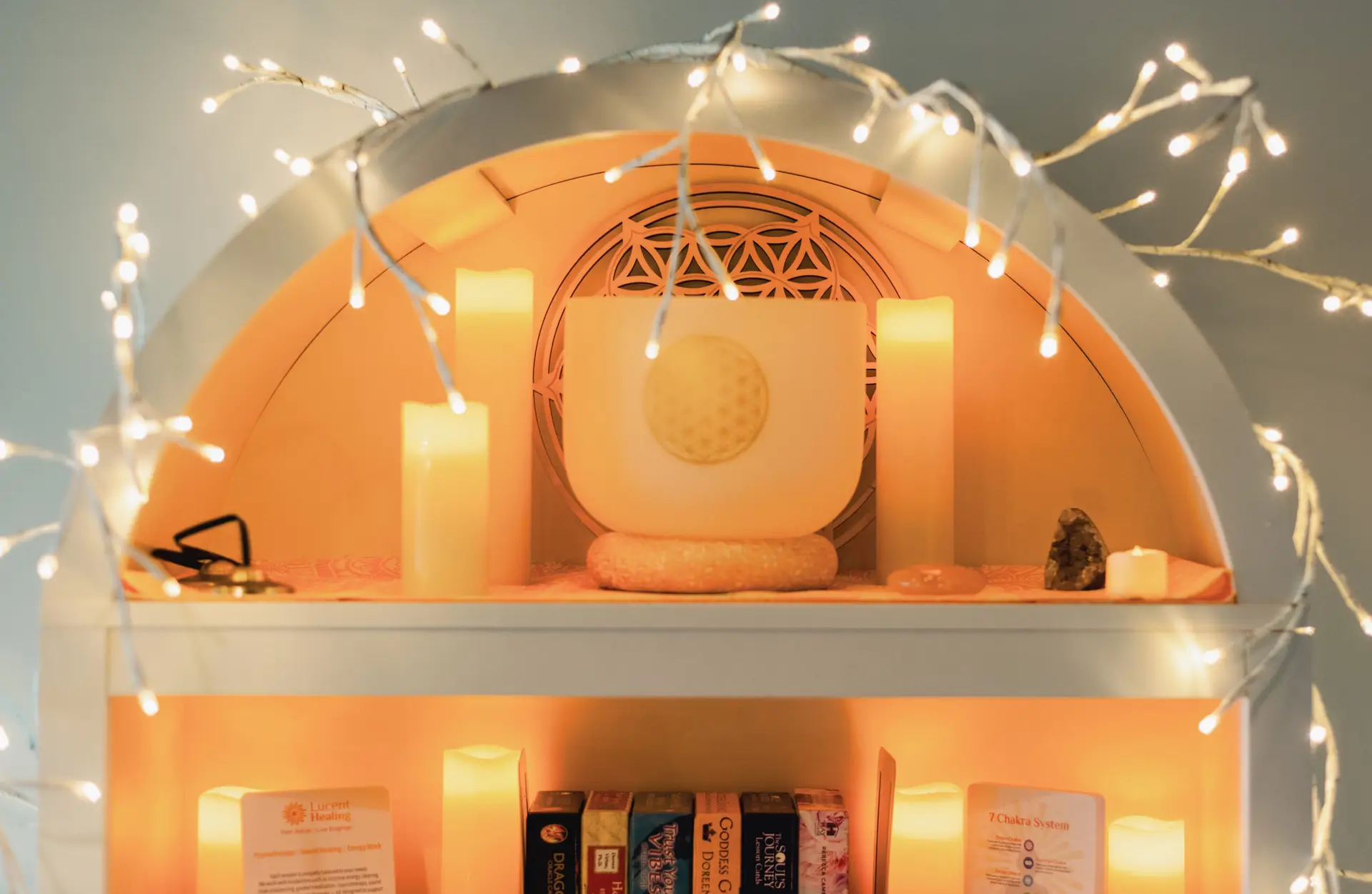 Candlelit altar in the studio